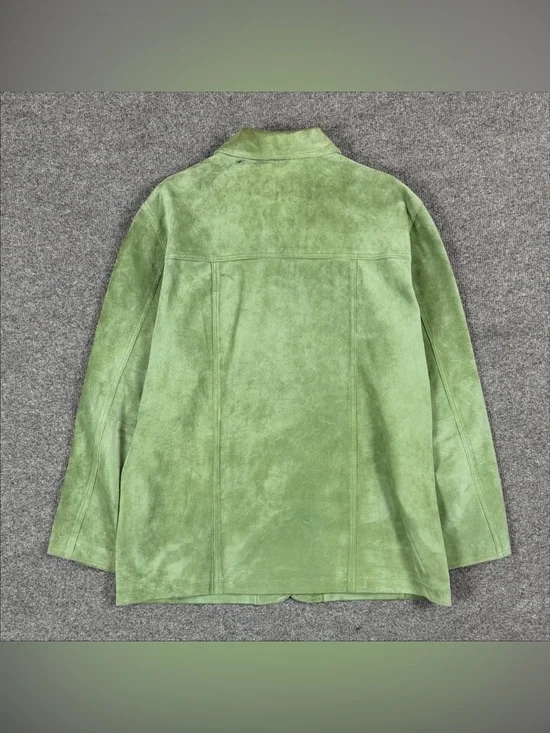 Vintage St. John’s Bay Green Suede Button Front Jacket Women’s Large Lightweight - Picture 3 of 15